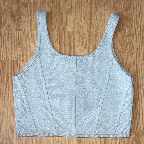aerie Heather Gray Cropped Sleeveless Stretch Top Size XL - Picture 4 of 4